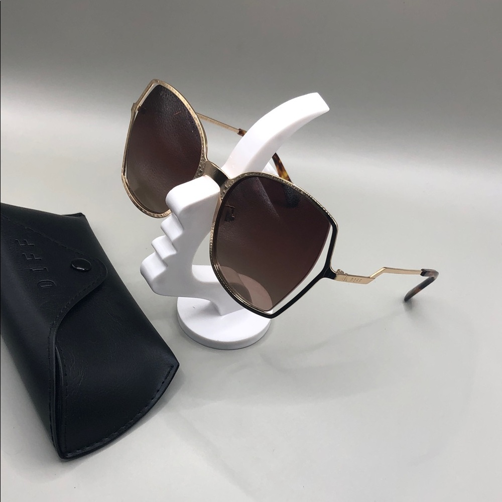 Diff Eyewear Donna III 3 Polarized Sunglasses Oversized Geometric Gold Brown